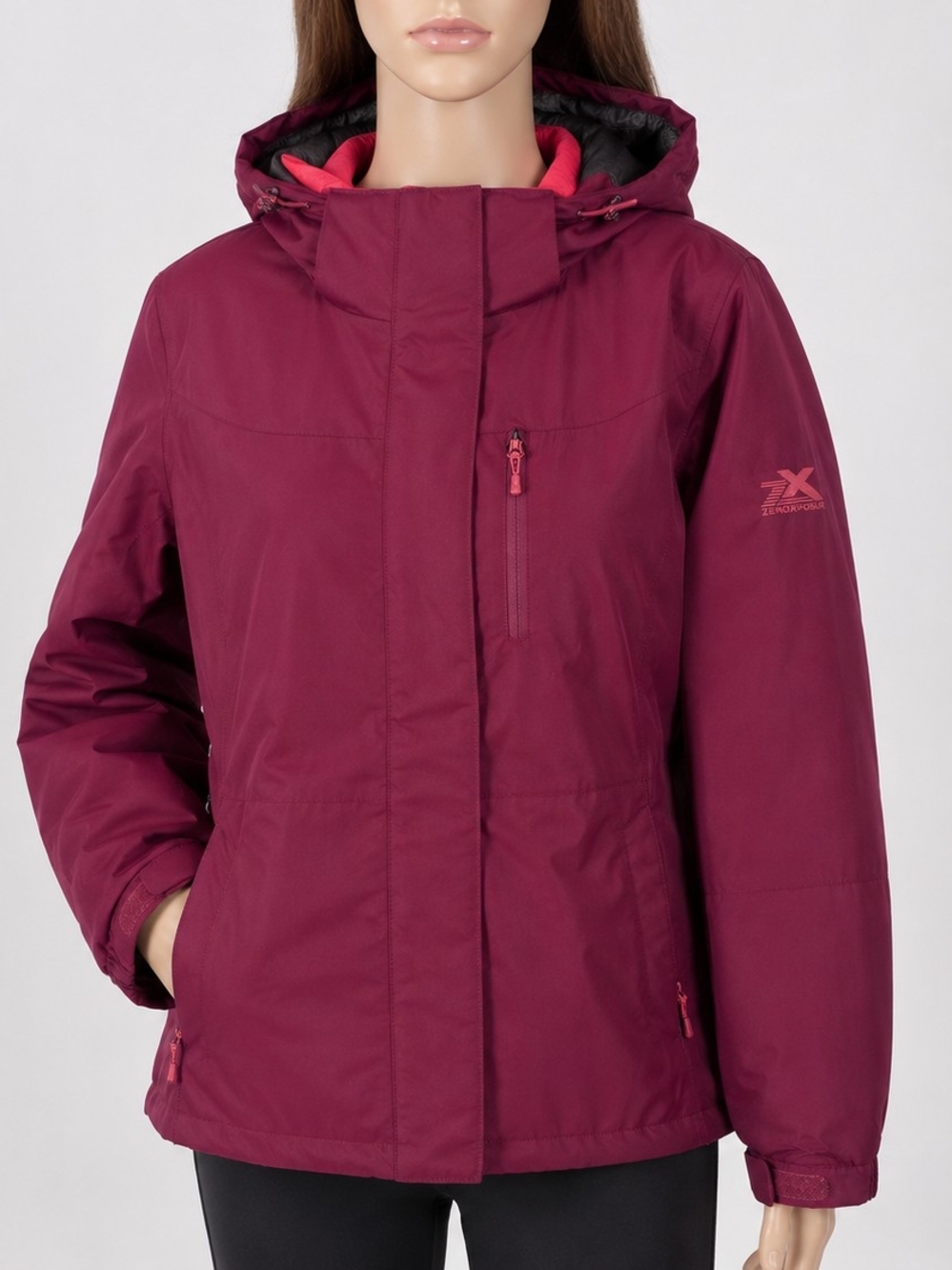 ZeroXposur Women’s Hooded Weather-Resistant Winter Jacket Berry Pink Size M